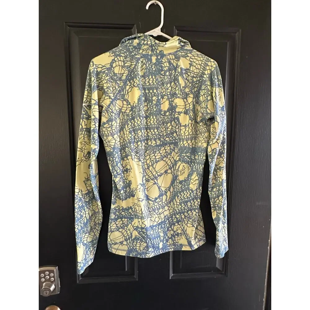 Nike Pro HyperWarm Women's Yellow Blue running 1/4 Zip Top Size Medium